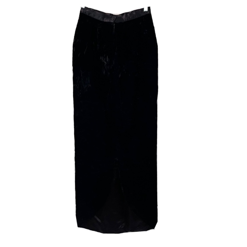 Vintage 1986 Jessica McClintock Women’s 24” Black Velvet Pencil Midi Skirt - Picture 1 of 10